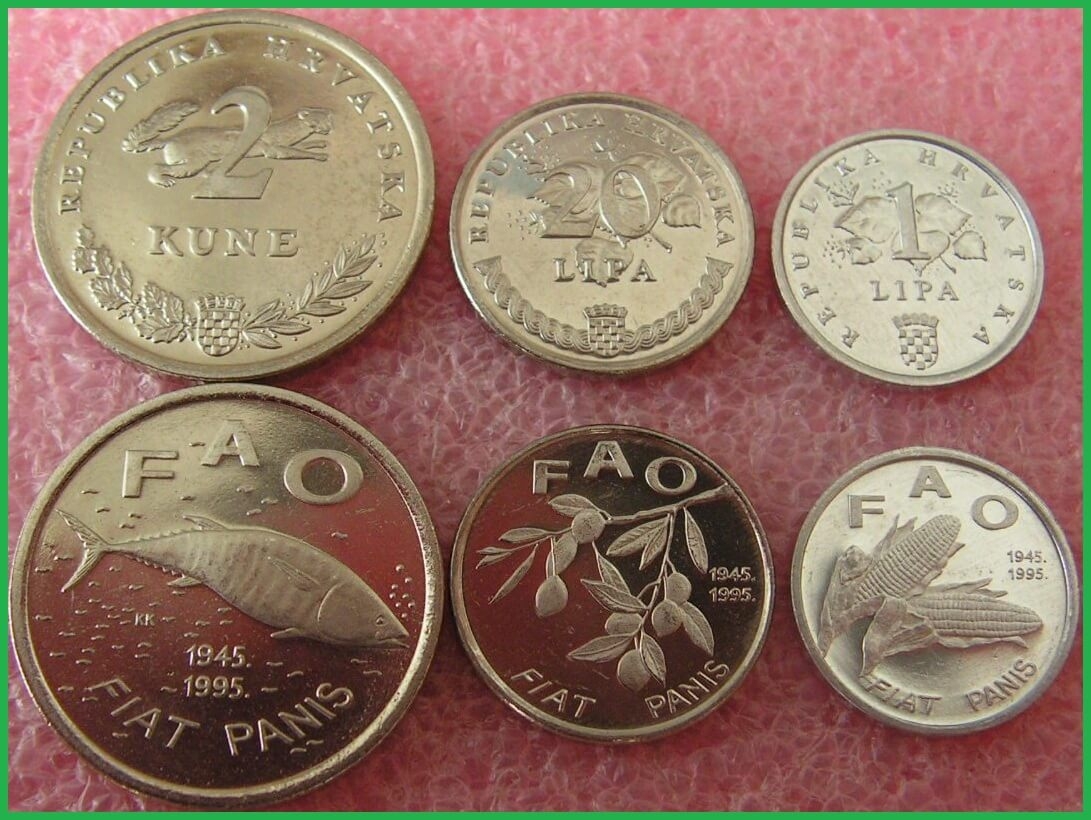 Хорватия 1995 г. ФАО. Набор из 3 монет